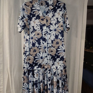 Carriage Court Print Dress Vintage Size 14